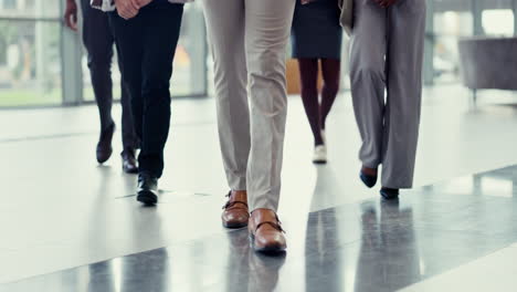 walking, group and shoes of business people