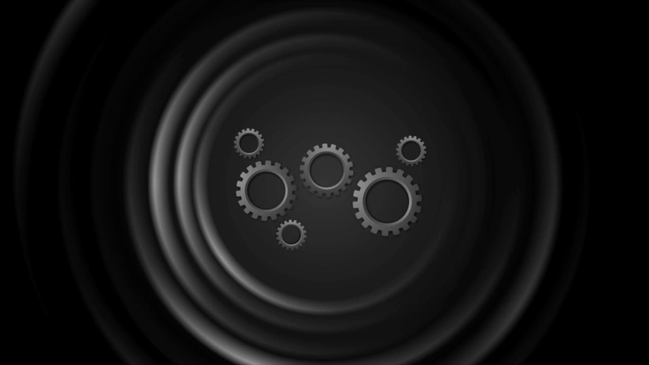 mecanismo de engranajes negros y círculos lisos animación de video