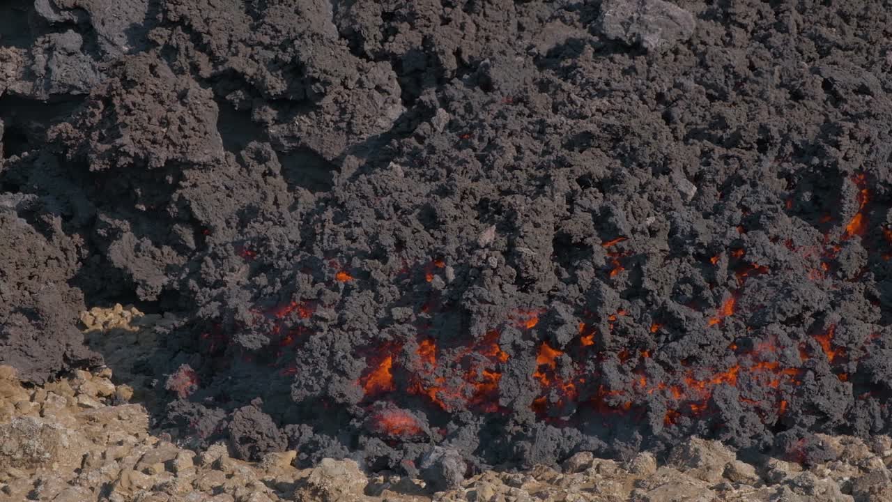 Glowing washes under earth's crust. Static view