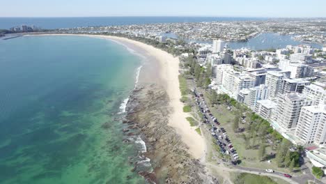 golden sand of mooloolaba beach, maroochydore in the sunshine coast region of queensland, australia