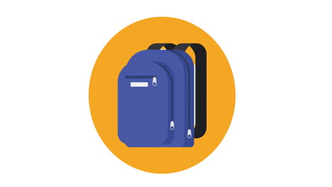 animación del icono de la bolsa escolar que se mueve sobre un fondo blanco