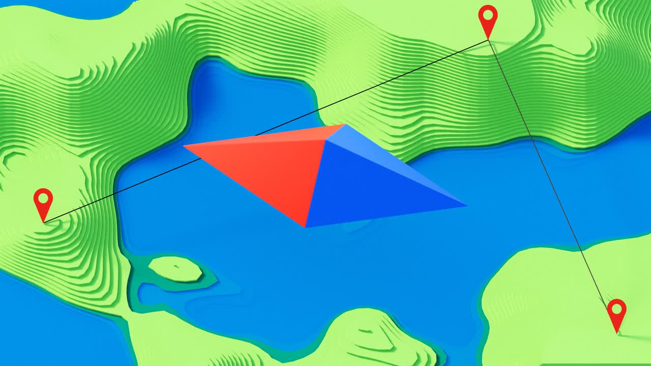 paisaje ortográfico en estilo plano y diseño de viajes. bucle de animación 4k.