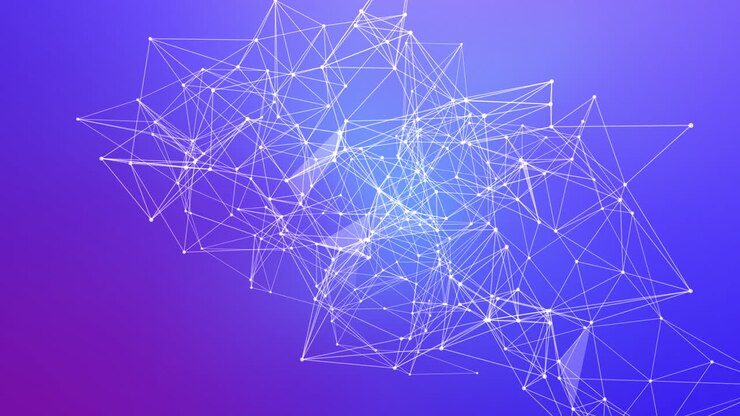 Digital connection moving dots and lines in rotation