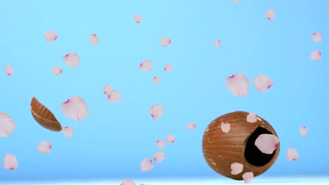 animación del huevo de pascua de chocolate cayendo y rompiéndose