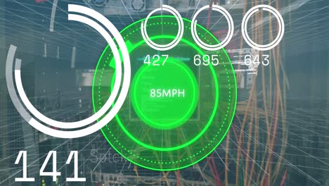 animation of data processing over server room
