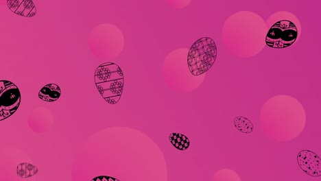 Animation-of-falling-easter-eggs-over-pink-background