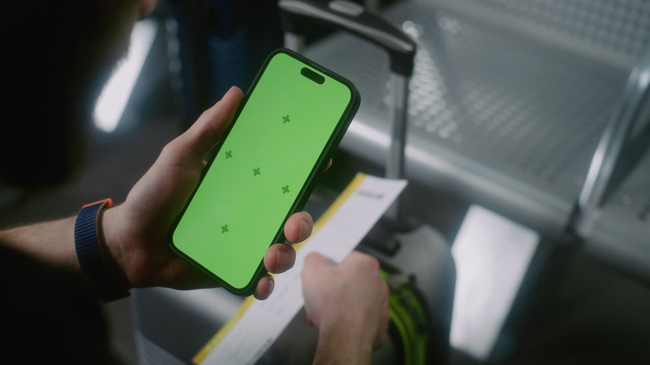 Person scanning boarding pass with smartphone at airport