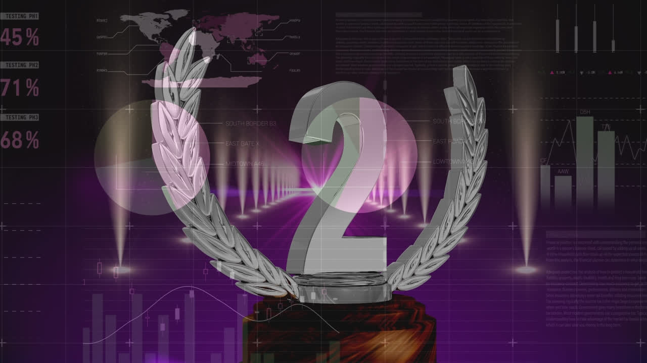 Animation of data processing over number two and lights