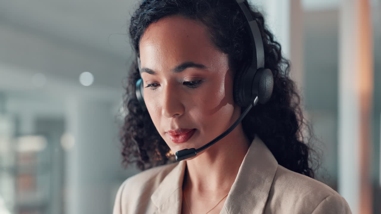 Business woman working at call center