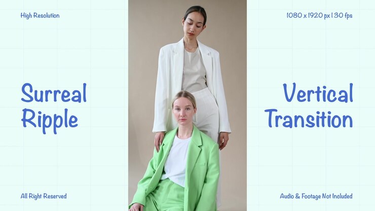 Due donne alla moda in blazer con effetto di transizione surreale a increspature d'acqua