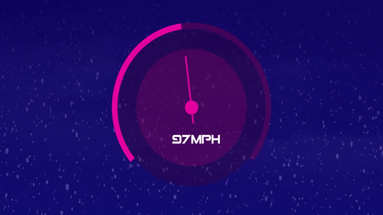 Animation of speedometer moving over snow falling