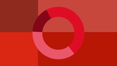 animación del procesamiento del gráfico de pastel sobre fondo rojo.