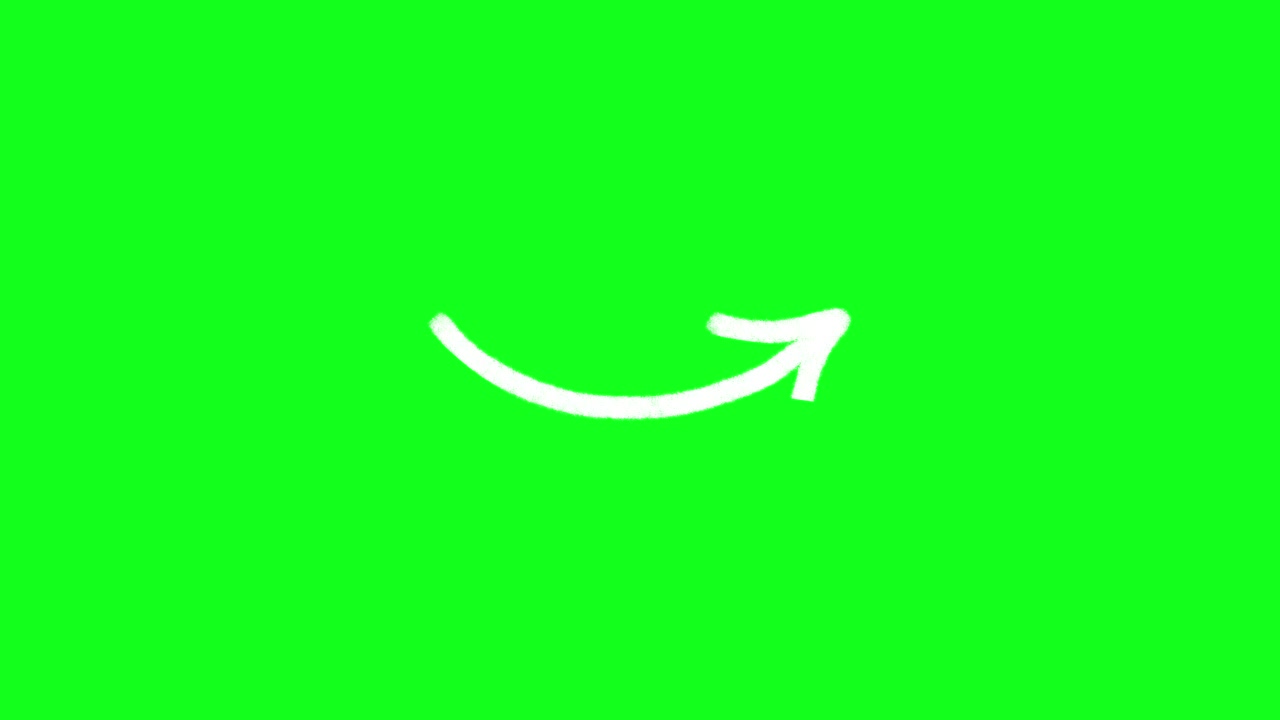 Simple Animated White Arrow Drawing on Green Screen Background