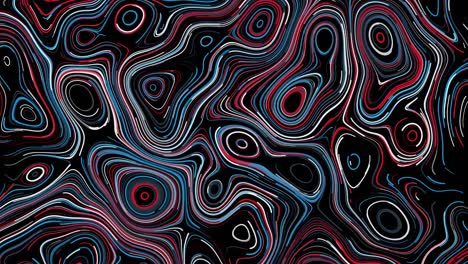 abstract colored moving curved lines forming many different shapes on black background, seamless loop. animation. beautiful neon narrow lines moving endlessly