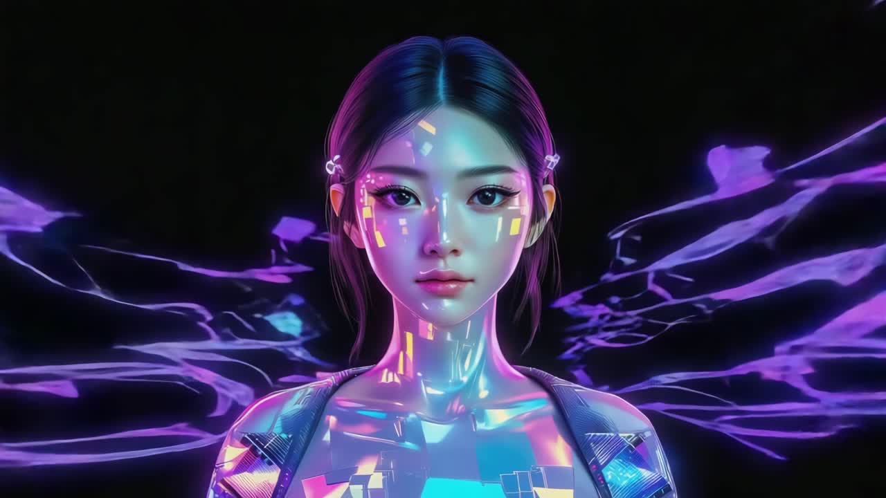 Futuristic Cyberpunk Portrait of an Asian Woman
