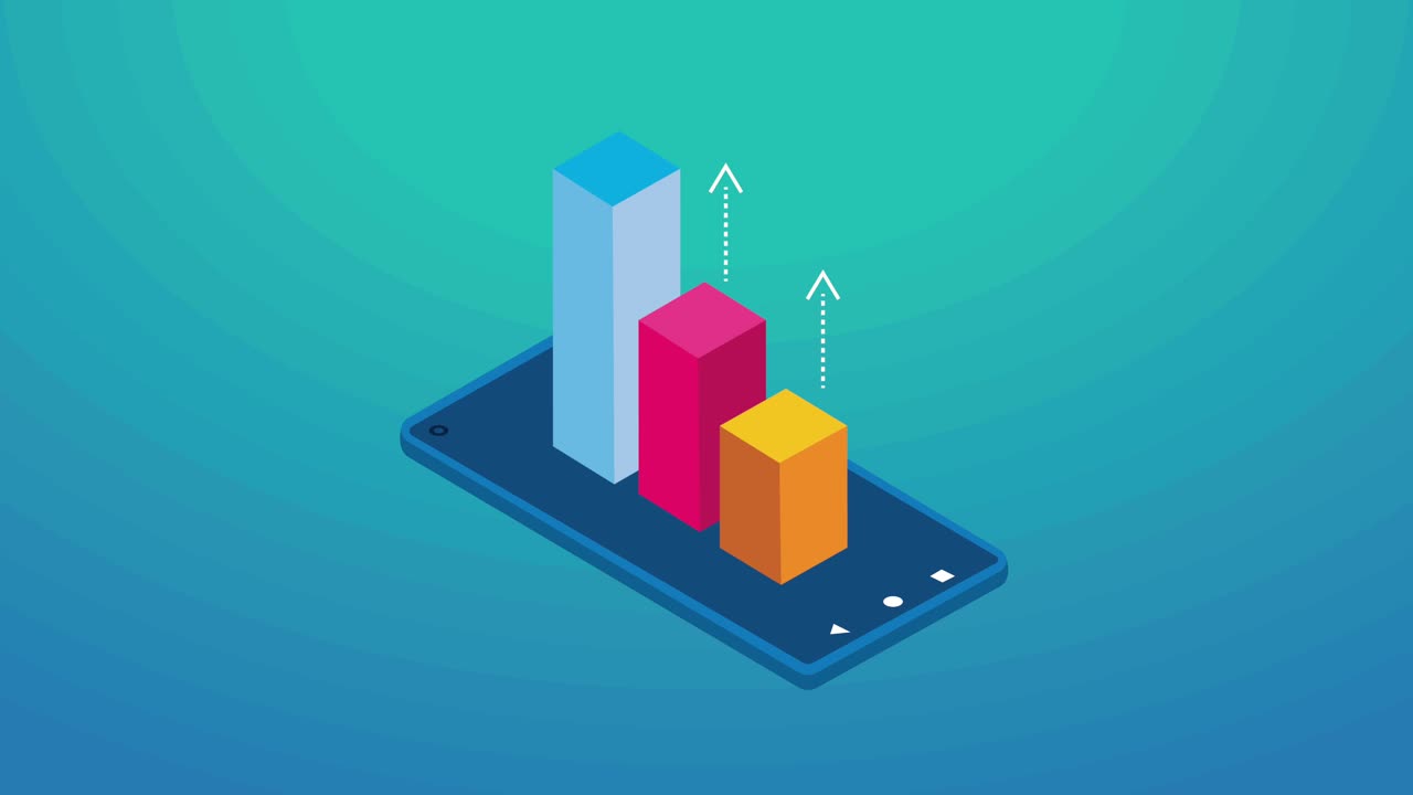 statistics bars infographic in smartphone