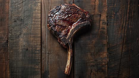 bistec de tomahawk a la parrilla en una mesa de madera