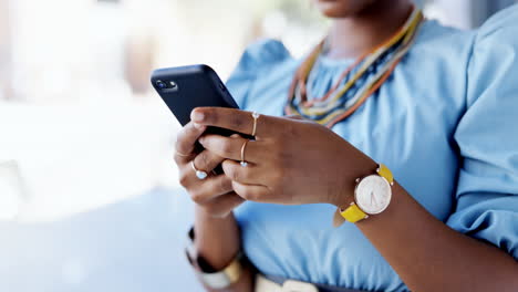 business phone, hands and typing in office