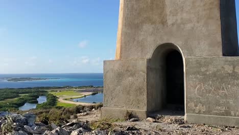 experience a breathtaking tilt-up shot of faro los roques lighthouse on the beautiful los roques archipelago