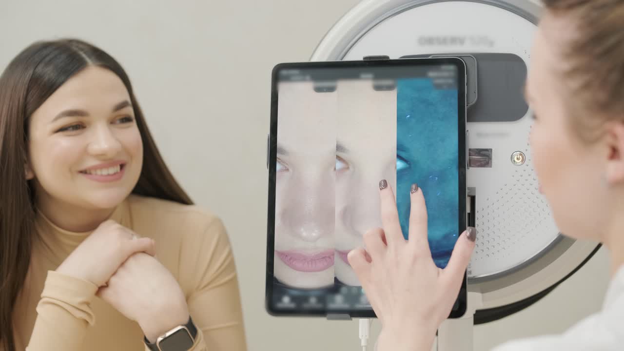 um sistema de imagem facial de análise digital inteligente da pele para salão de beleza