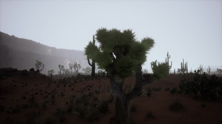 Desert Landscape with Joshua Trees and Cacti