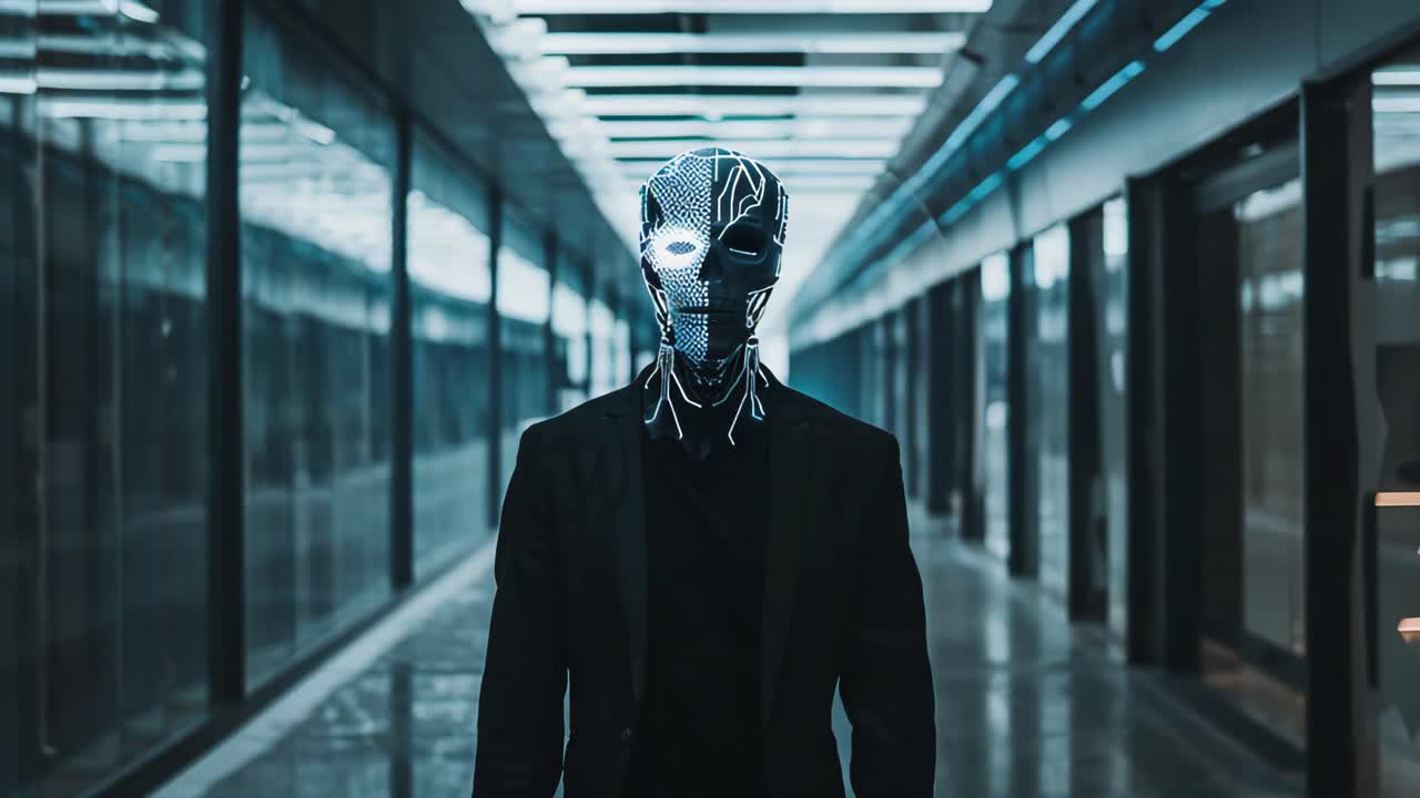 Futuristic Robot in a Server Room