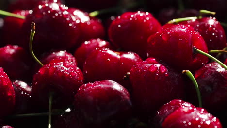 sweet fresh cherries with dew drops, 4k