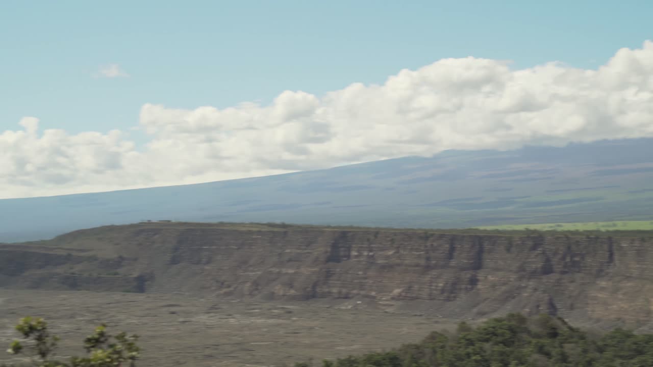 Rapida panoramica da destra a sinistra del Mauna Loa e del cratere vulcanico
