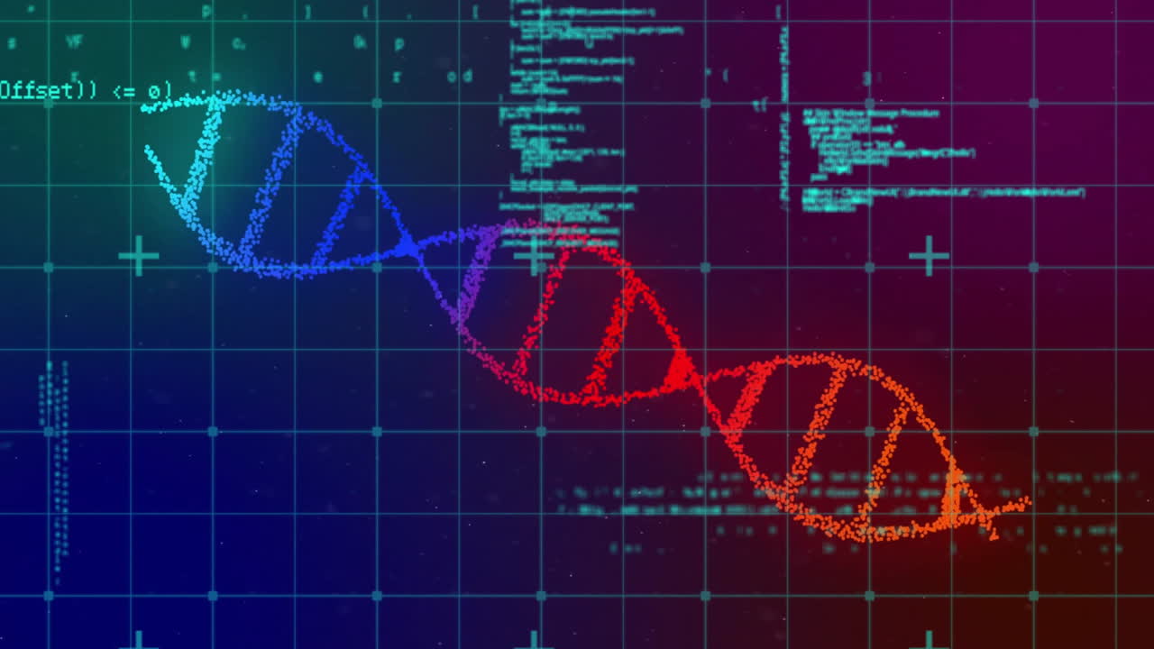 Animation of data processing over dna strand