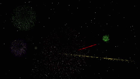 Feuerwerk-Hintergrundüberlagerung,-4.-Juli,-Silvester-Mit-Vielen-Bunten-Feuerwerken-Mit-Sternenklarem-Hintergrund