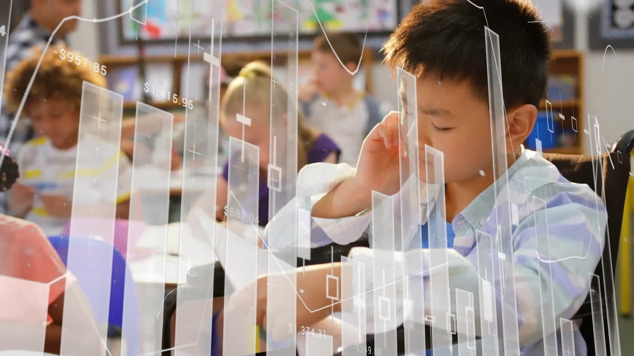 아시아 학생이 수업에서 읽는 데이터를 처리하는 그래프의 애니메이션