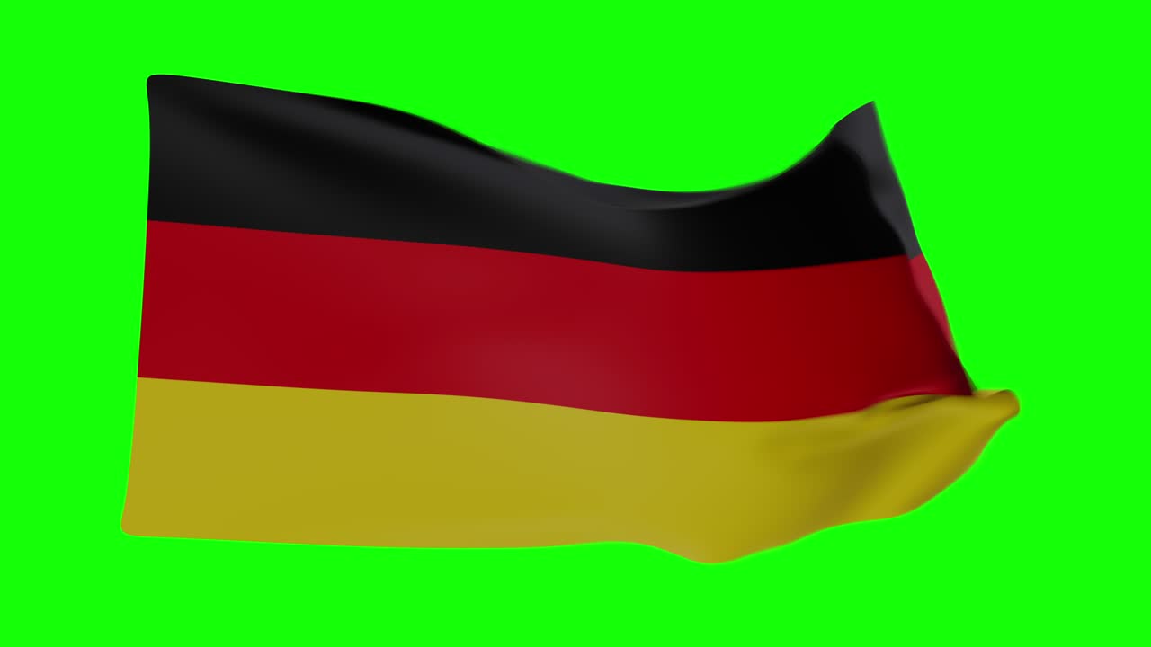 바람에 흔들리는 독일 국기 (녹색 스크린 + 검은색 + 루마 매트 투명)