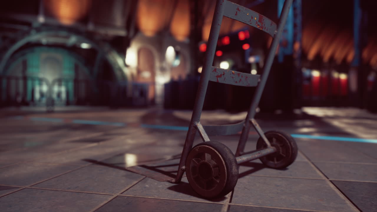 viejo camión de mano en una estación de metro