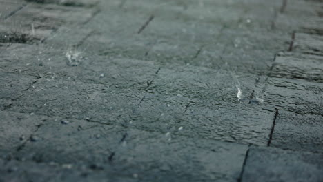 rain on wet paving stones