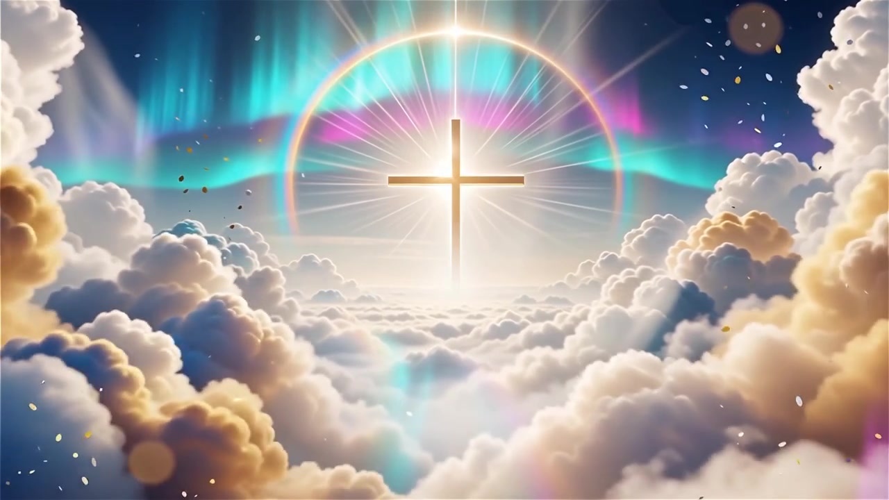 Christian Cross Heavenly Light Worship Background