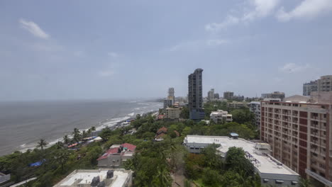 Timelapse-of-Sunset-over-the-Arabian-Sea-in-Mumbai,-India