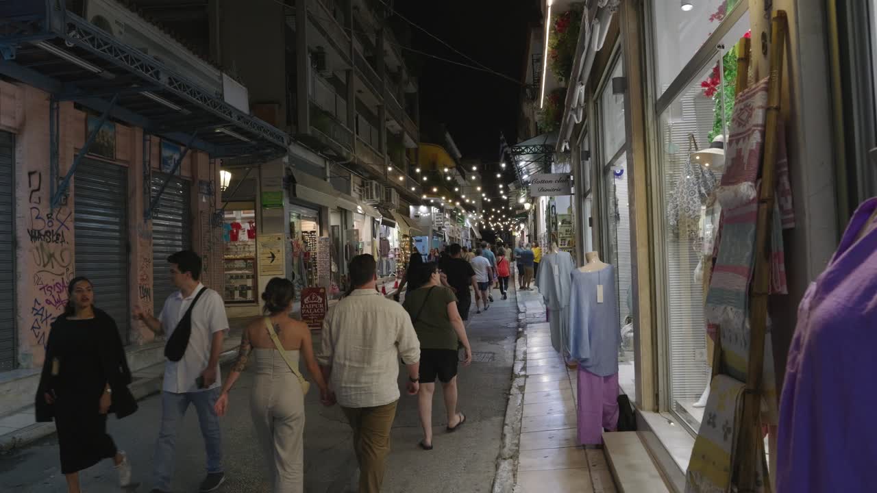 Nightlife in a Greek City: Walking through Athens Streets