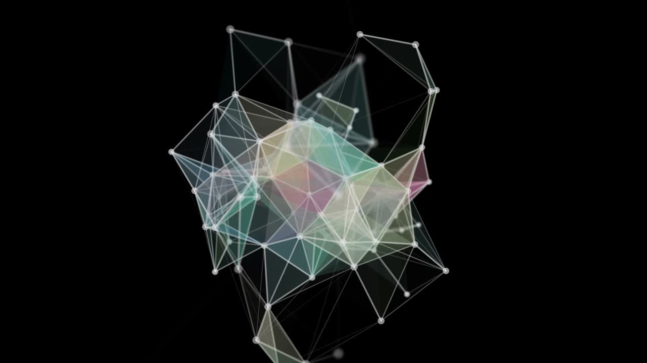 animación futurista del plexo con triángulos brillantes en cámara lenta, 4096x2304 bucle 4k