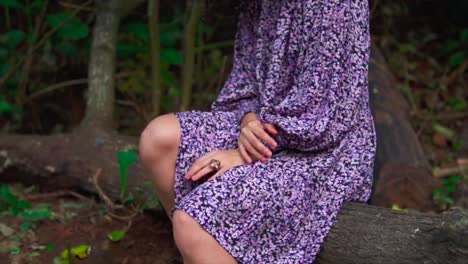 Hermosa-Mujer-India-Posando-Encima-De-Un-árbol-En-La-Selva-India