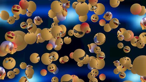 animation of emoji icons floating on blue background