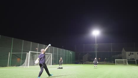 Soccer Goalkeeper Training at Night
