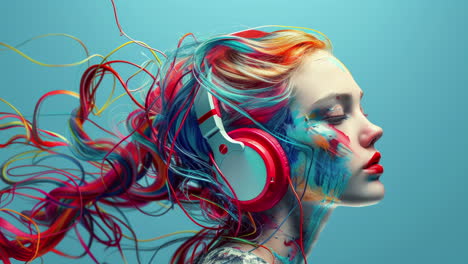 mujeres con auriculares y altavoces hechos con ia generativa