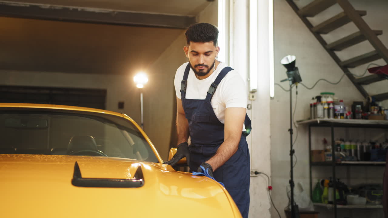 차고에서 자동차 세부 사항