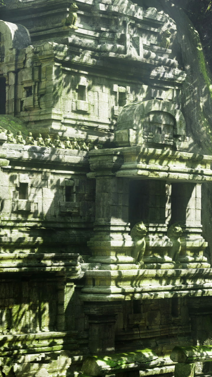 Mysterious ancient ruins hidden in lush greenery exude timeless charm