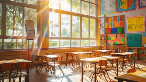empty classroom on a sunny day