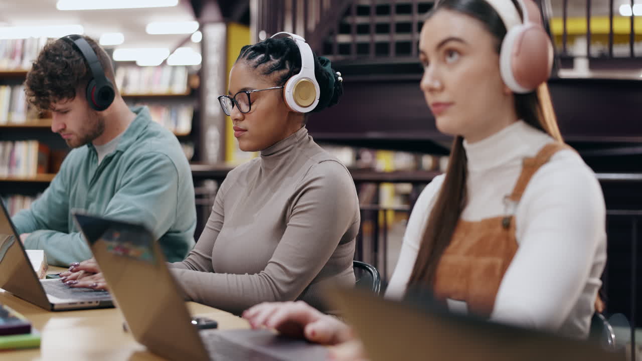 Students Studying in a Library