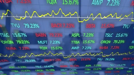 Animation-of-statistics-and-financial-data-processing-over-desk-in-office