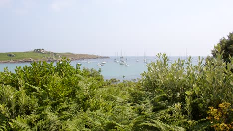 extra wide shot of the natural harbour on st agnes and gugh at the isles of scilly