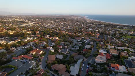 good aerial over hillside community neighborhood in ventura, california