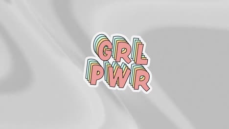 Animation-of-girl-power-text-over-liquid-white-background